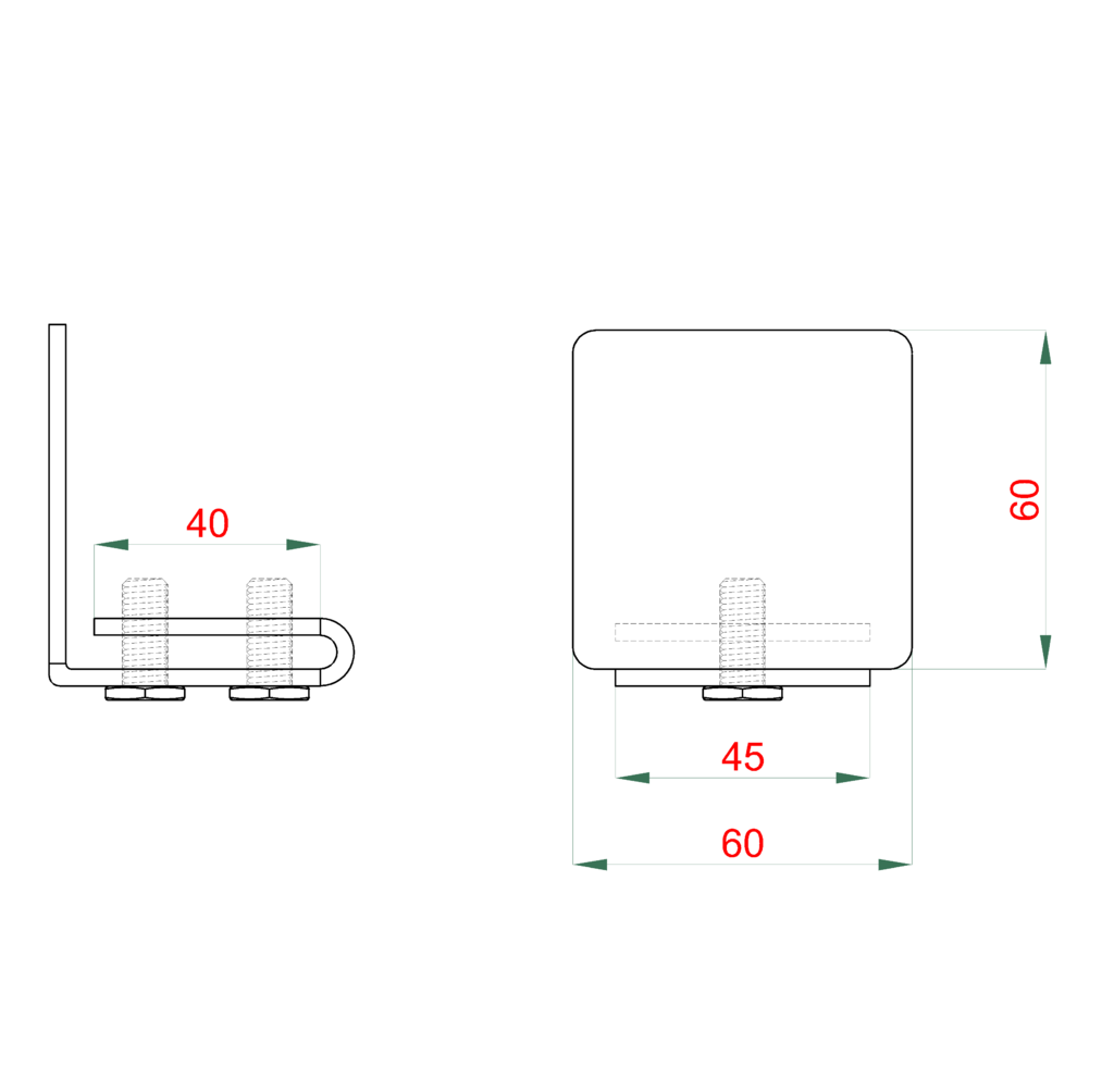W Set60Fe-F2 samonosný systém 60x60x4mm posuvnej brány do 150kg/4m otvor 