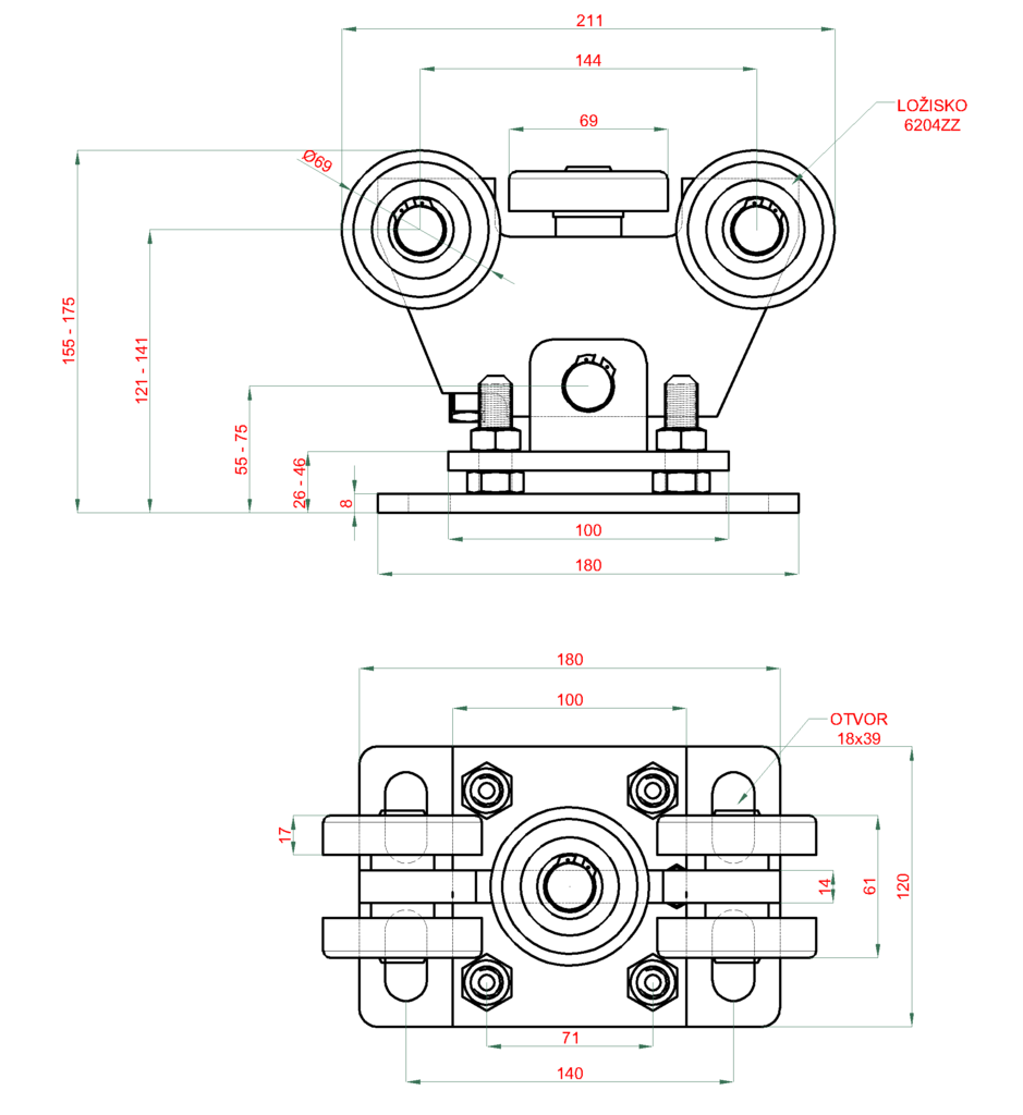 W Set80/Zn-N samonosný systém 80x80x5mm posuvnej brány do 300kg/5m otvor (W39/80Zn 6m pozinkovaný profil, 2x W35MR/ N, 1x W36/80, 1x W37M, 1x W32/80)