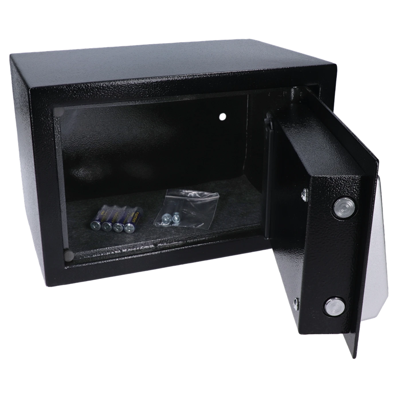 TR-350x250 - Trezor nábytkový elektronický (350x250x250mm), hrúbka: dverí 3mm, telo 1mm, vnútorné rozmery 245x185x245mm, farba: čierna