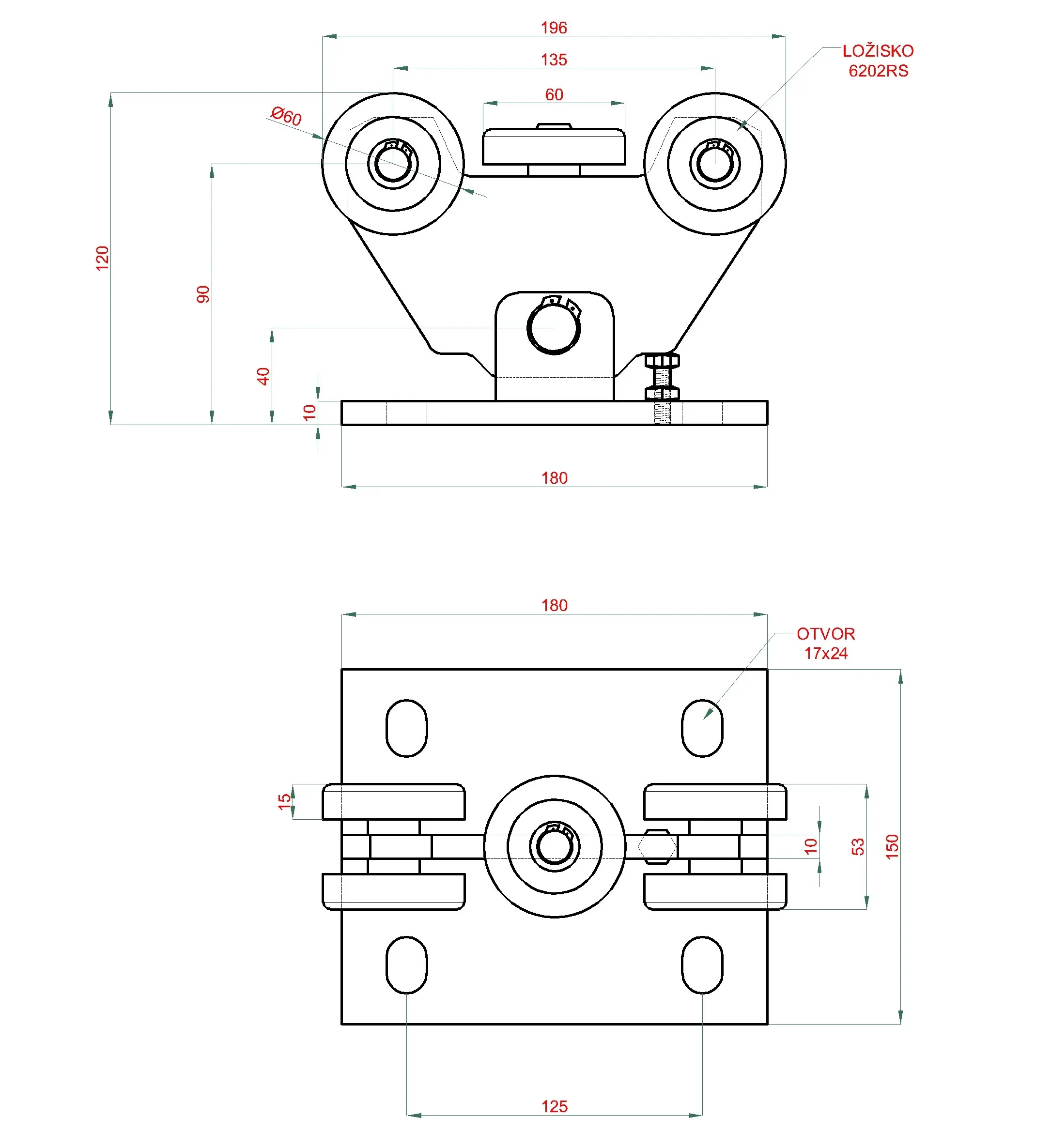 Set-P-Kombi II - PICCOLO-Kombinovaný (Nerez/Pozink) samonosný systém 67x67x3mm pre posuvné brány do 200kg/4,5m otvor (C399P-IX 1x6m nerezový profil, W395P.F2 2ks, C397P 1ks, C396P 1ks, C398P 1ks)