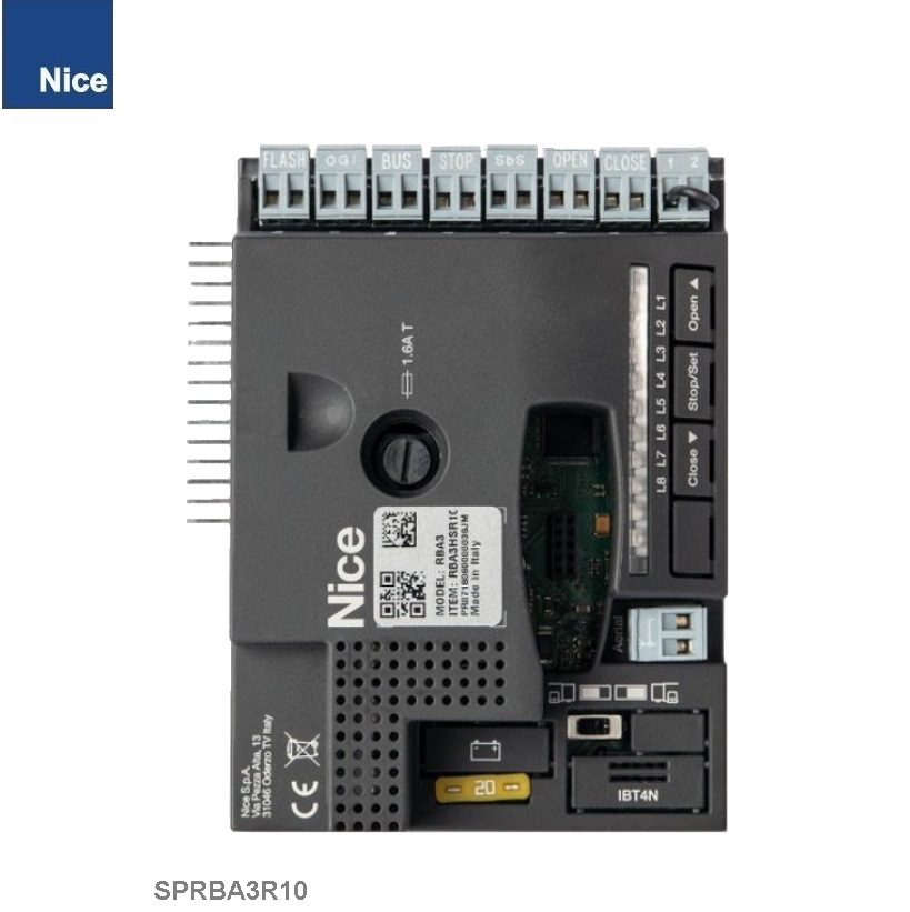 NICE SPRBA3R10 nová riadiaca jednotka pre motor Robus400/600/1000 a RUN1500, kopatibilná so staršou verziou