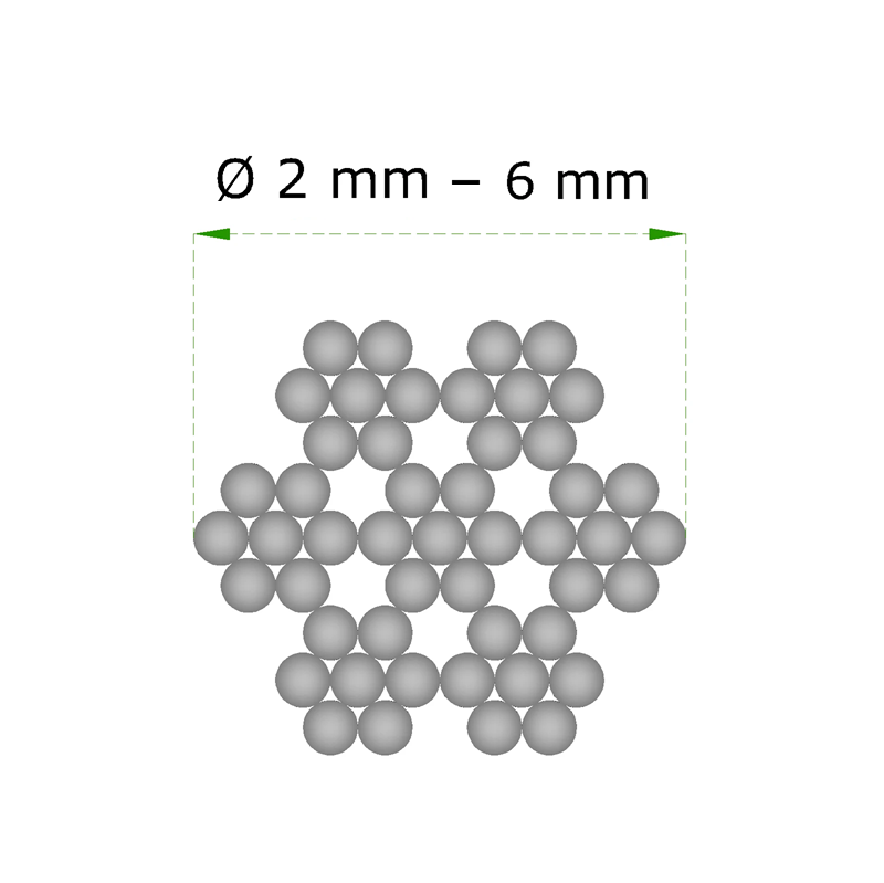 EB2-LA 6 nerezové lanko ø 6mm (7x7 dr. ) /AISI316