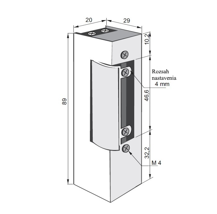 EZ312 - elektrozámok 8-14V AC (0.39-0.68A), 7-14V DC (0.41-0.83A) obojstranný
