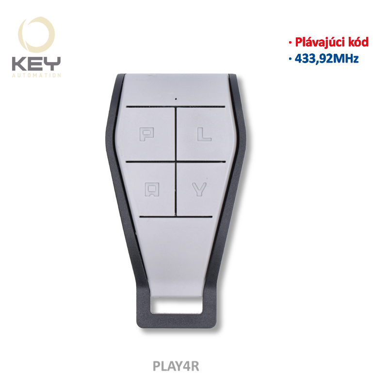 KEY  PLAY4R 433,92 MHz, 4-kanálový vysielač, plávajúci kód