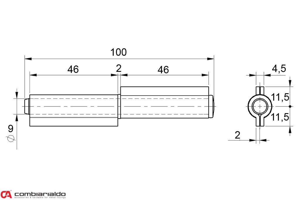 C100/100 pánt dvojdielny 100 mm