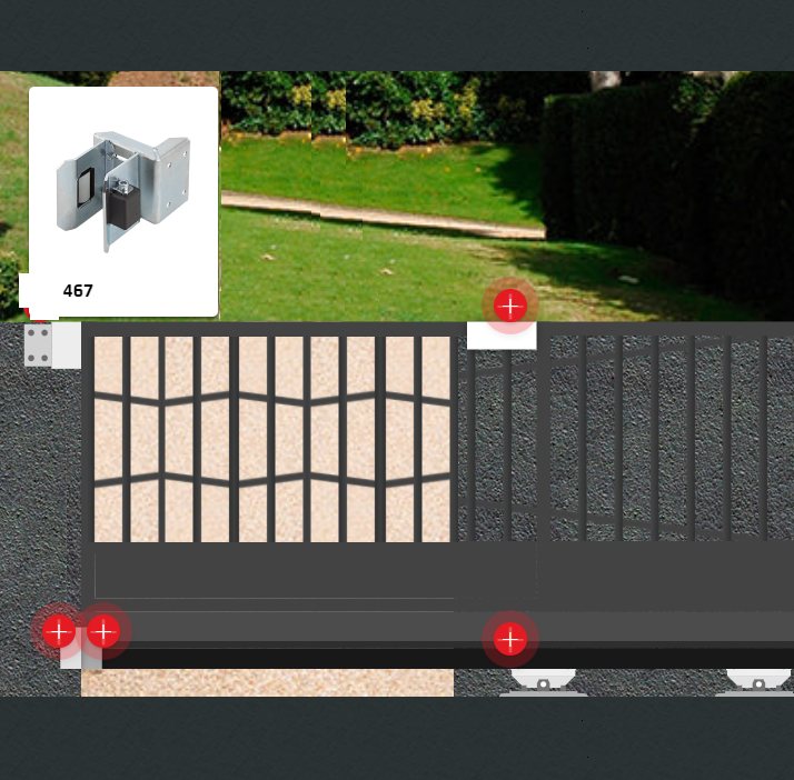 C467G - GRANDE horný doraz Combi Arialdo s 2 nylonovými kolieskami 40x60mm