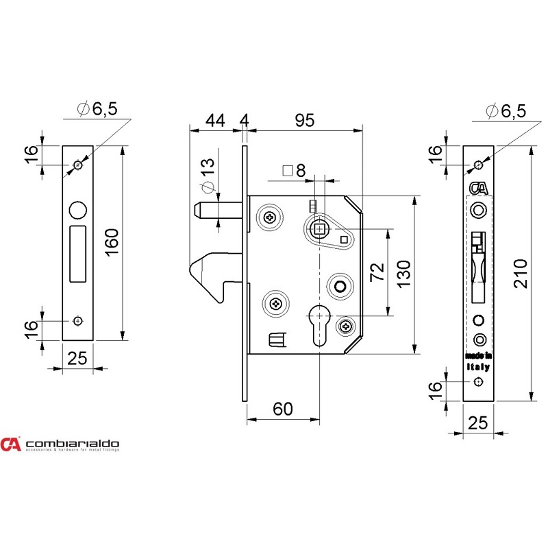 C351 hákový zámok s bolcom na posuvnú bránu, rozteč: 72mm