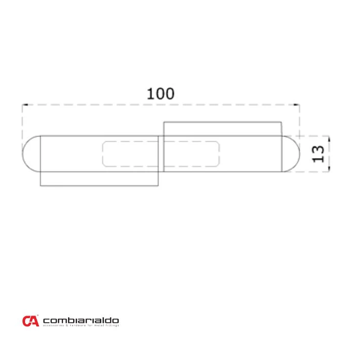 C109IX/100 nerezový pánt dvojdielny 100x13mm /AISI304