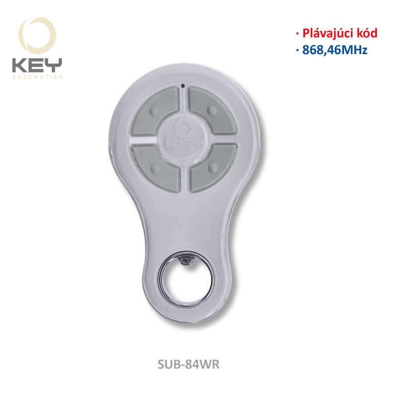 KEY SUB-84WR (868MHZ) 4-kanálový vysielač, plávajúci kód, vode odolný, biely