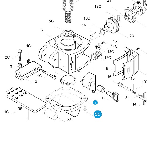 CAME 119RID170 Spodný kryt pravého prevodového motora - krono