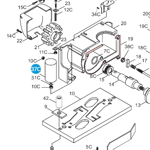 CAME 119RIR283 - BK 2200 - 35 μF Kondenzátor s káblami a stopkou 