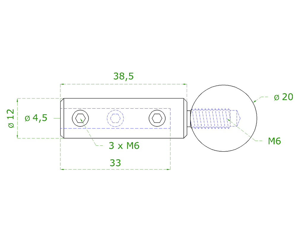 EB1-LR44 úchyt pre nerezové lanko ø 4mm (61mm /ø 12/20mm), brúsená nerez K320 /AISI304