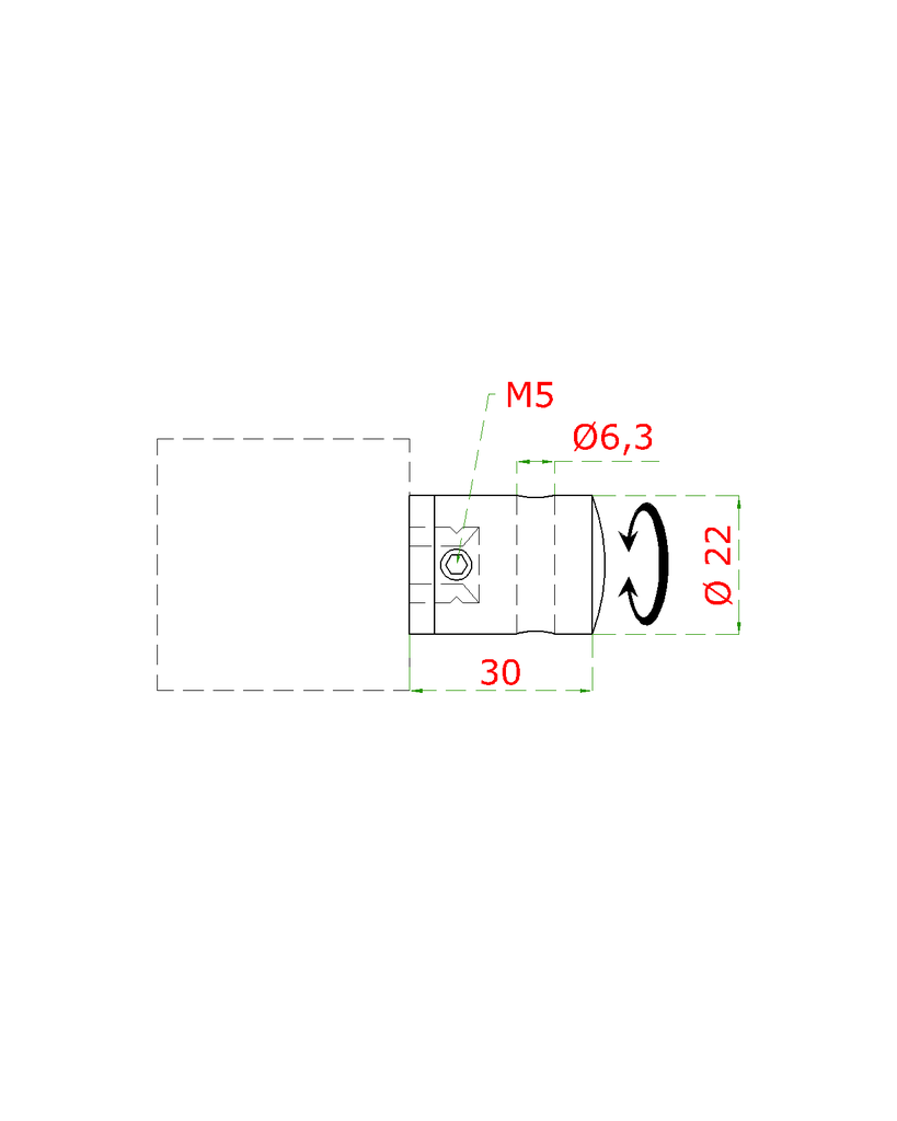 EB1-L006-S držiak lanka ø 5mm bez zaistenia plochý (30x22 mm), brúsená nerez K320 /AISI304