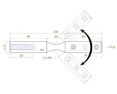EB1-L053 úchyt pre nerezové lanko ø 5mm (100mm /ø 12mm), brúsená nerez K320 /AISI304