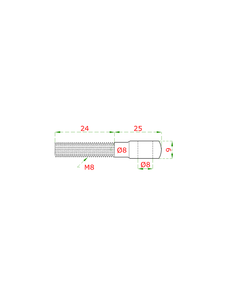 EB1-LOM13 úchyt pre držiak lanka (M8 x 40mm), brúsená nerez K320 /AISI304