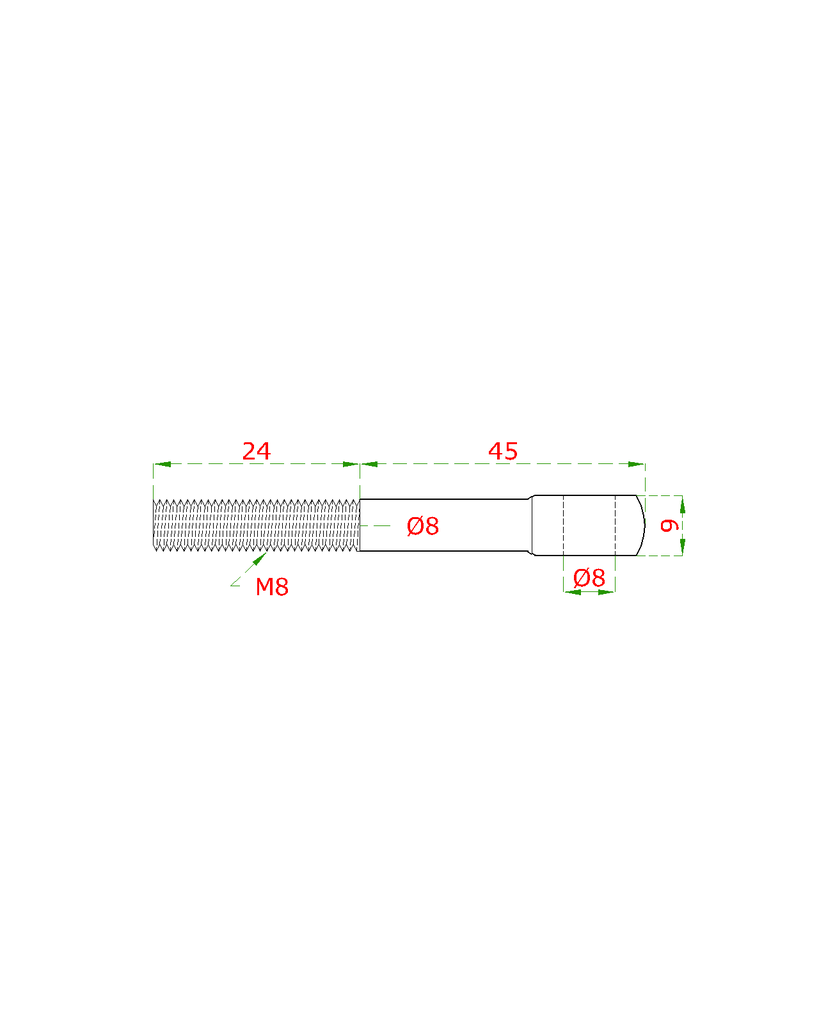 EB1-LOM14 úchyt pre držiak lanka (M8 x 60mm), brúsená nerez K320 /AISI304