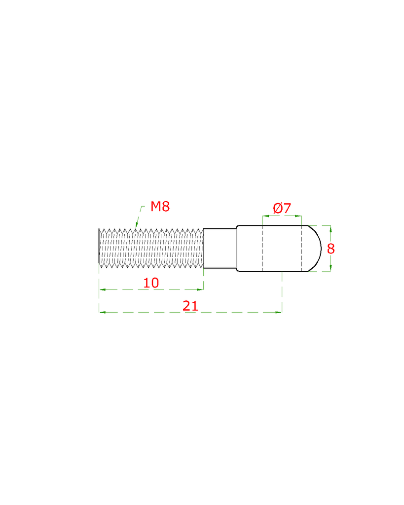 EB1-LOM8 úchyt pre držiak lanka (M8 x 20mm), brúsená nerez K320 /AISI304