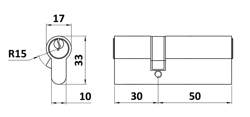 VL81 Cylindrická vložka EURO 30/50 mm, mosadzná, 3 kľúče