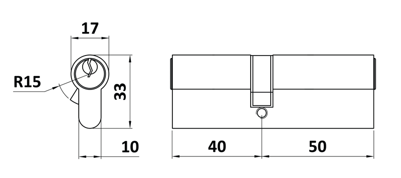 VL90 Cylindrická vložka EURO 40/50 mm, mosadzná, 3 kľúče