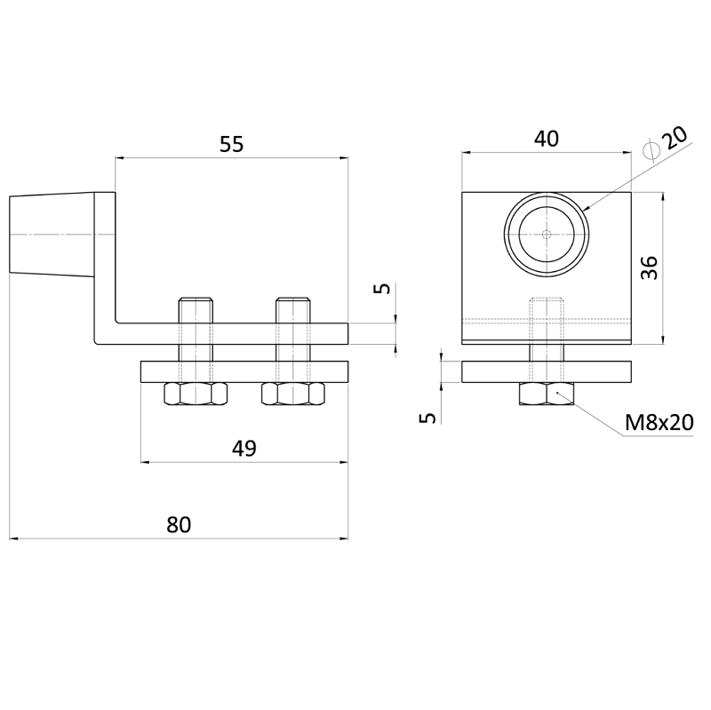 C327G Doraz pre profil C920G závesného systému KVN gate systems