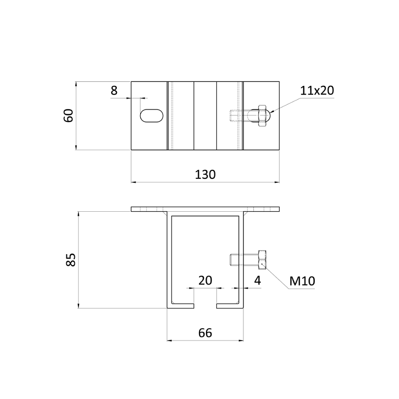 C328G Držiak pre horné kotvenie profilu C920G závesného systému KVN gate systems