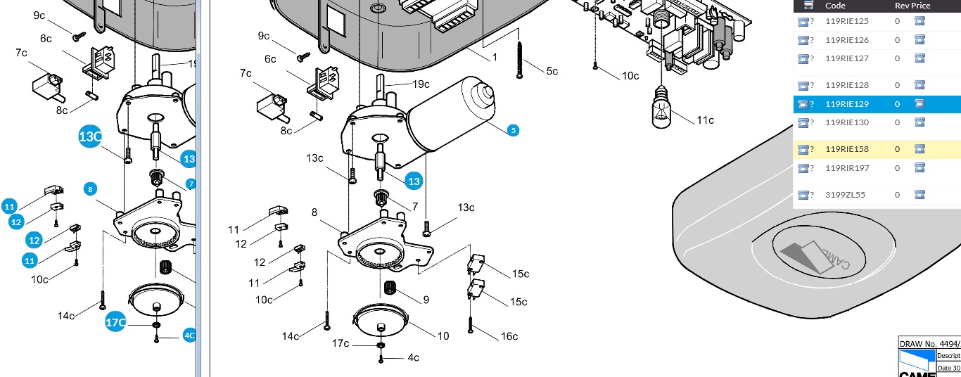 CAME 119RIE132 - Motor pre V600E, V900E 