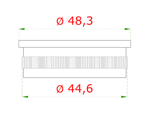 EB1-5600 ukončenie-zátka na trubku ø 48.3mm, brúsená nerez K320 /AISI304
