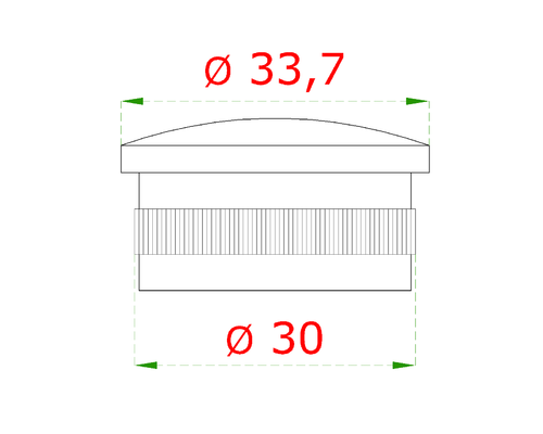 EB1-3620 ukončenie na trubku ø 33.7mm, brúsená nerez K320 /AISI304