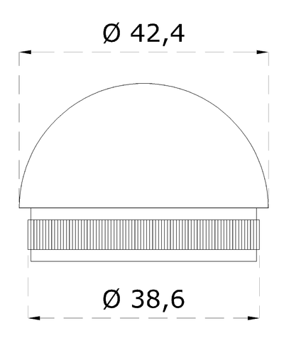 EB1-4630 ukončenie - zátka na trubku ø 42.4mm, brúsená nerez K320 /AISI304