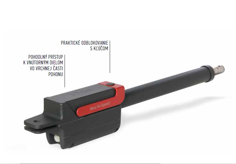 NICE HI-SPEED TITAN TTN3724HS - rýchly pohon pre krídlovú bránu do 3,7m/ krídlo, 1x TTN3724HS (24V, 150W, 1900N)