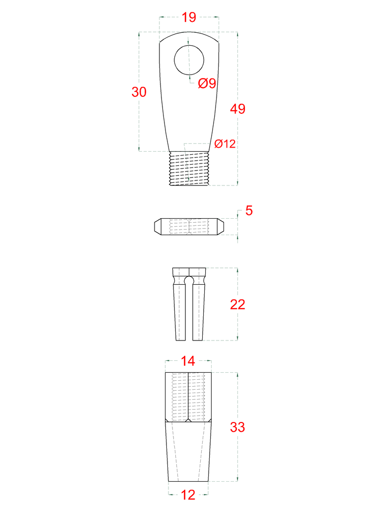 EB1-LU24 úchyt pre nerezové lanko ø4mm, nerez AISI304