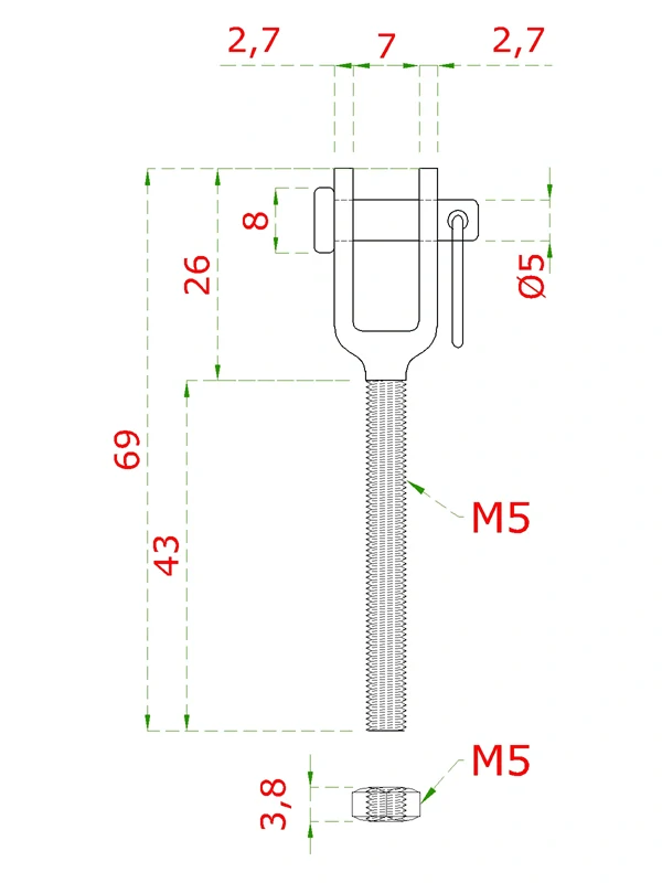 EB1-LN2M6-R nerezový úchyt s pravým závitom M4, M5, M6, brúsená nerez K320/ AISI304