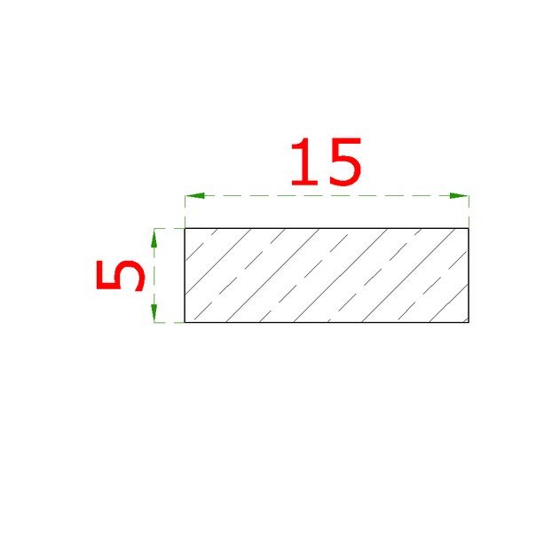 EB1-PL15 nerezová tyč plochá 15x5mm, dĺžka 3500mm, kartáčovaná nerez /AISI304, cena za kus