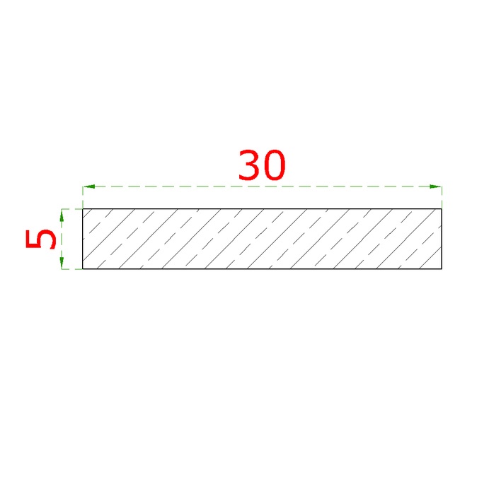 EB1-PL30 nerezová tyč plochá 30x5mm brúsená nerez K320 /AISI304, cena za kus