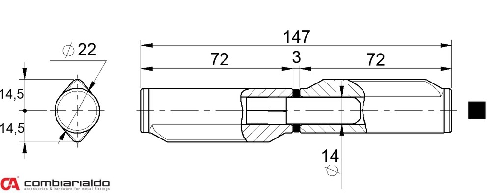 C255/150x22 pánt dvojdielny 150x22mm