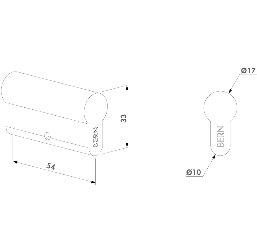 3012-54-DSA LOCINOX® slepá cylindrická vložka EURO 54mm, niklová, skrutka M5x65mm
