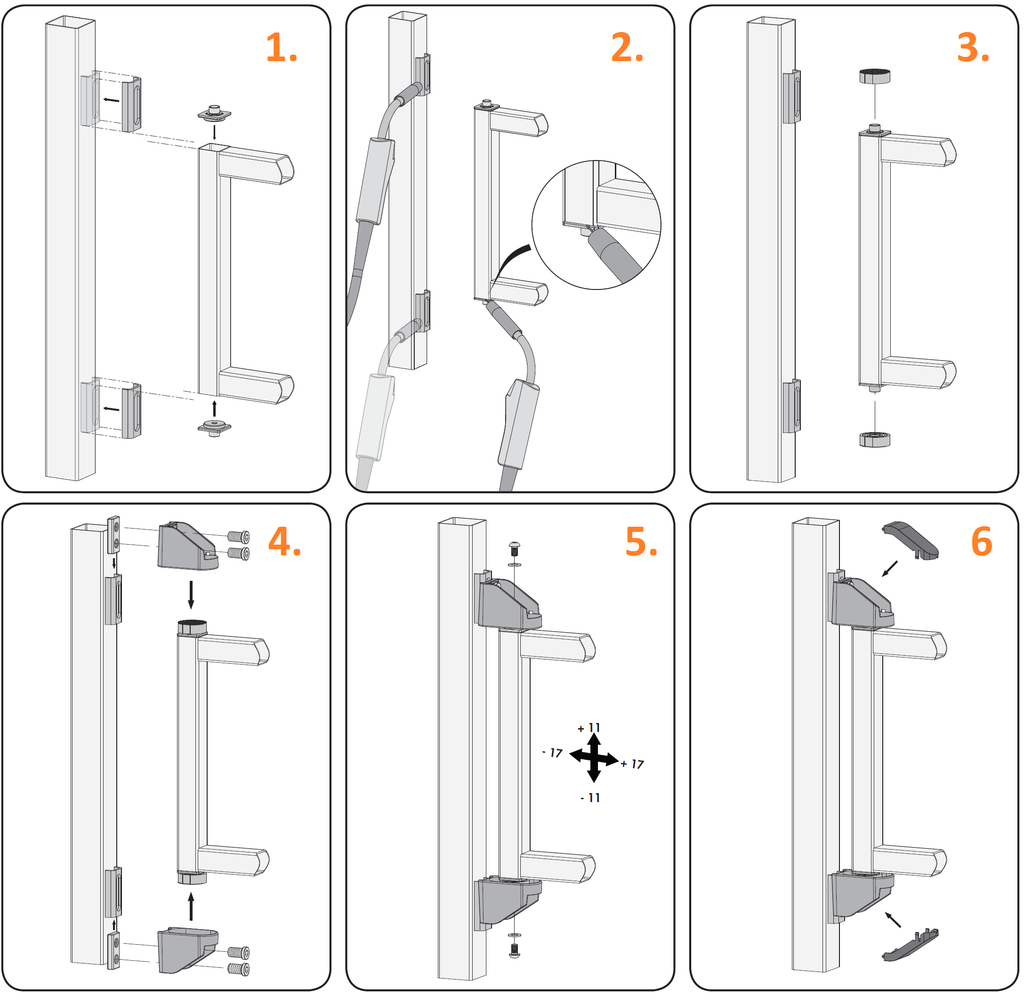 LOCINOX® BEARING HINGE bezúdržbový ložiskový osový záves, otvárateľný 90°, nastaviteľný 2D, kryt z nerezovej ocele