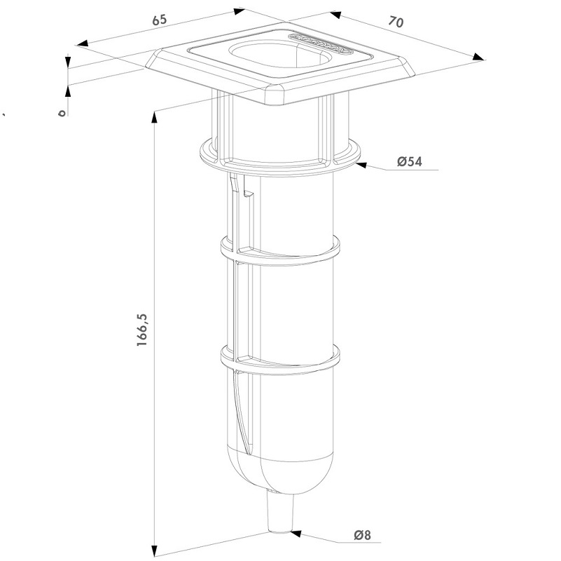 LOCINOX® EGS spodné puzdro pre rígeľ s priemerom do 20 mm, na zabetónovanie