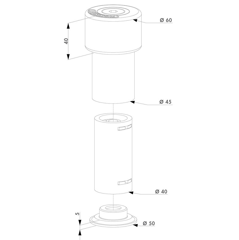 LOCINOX® GATESTOP koncový spodný doraz krídlových brán, nastaviteľná výška 60 - 140 mm, materiál: hliník