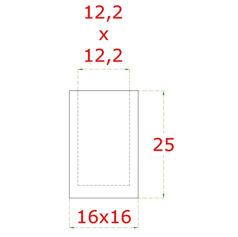 EB1-JD120 ukončenie na jokel (12x12mm), brúsená nerez K320 /AISI304