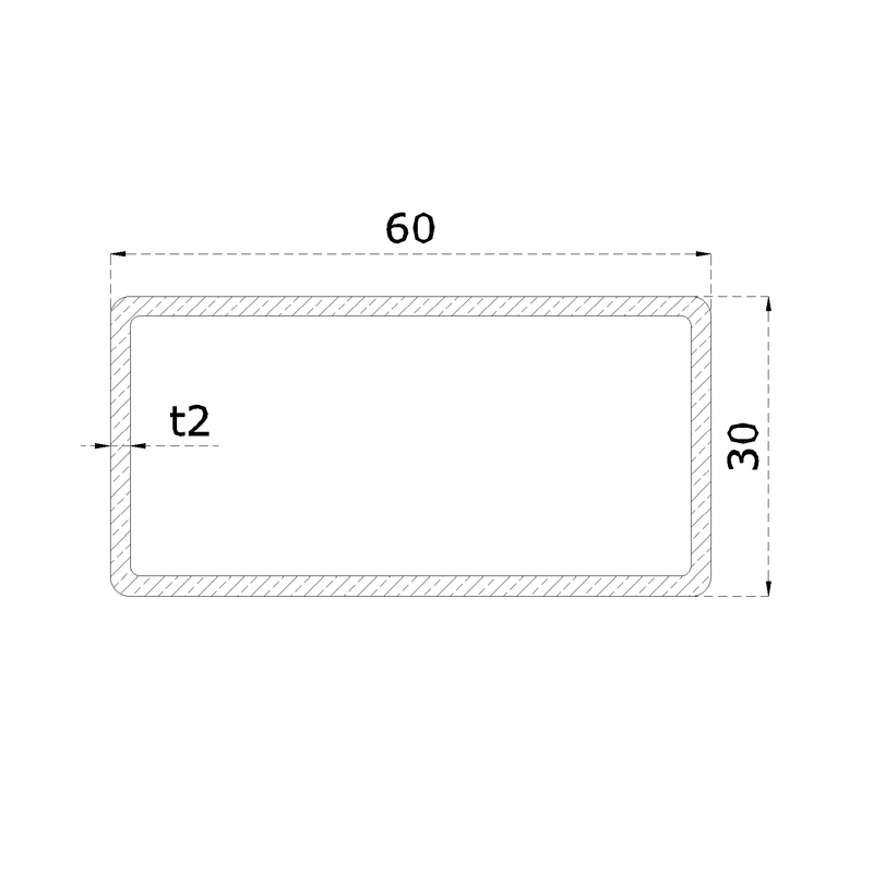 EB1JK6030 profil uzatvorený 60x30x2mm, brúsená nerez K320 /AISI304 cena za 6m kus
