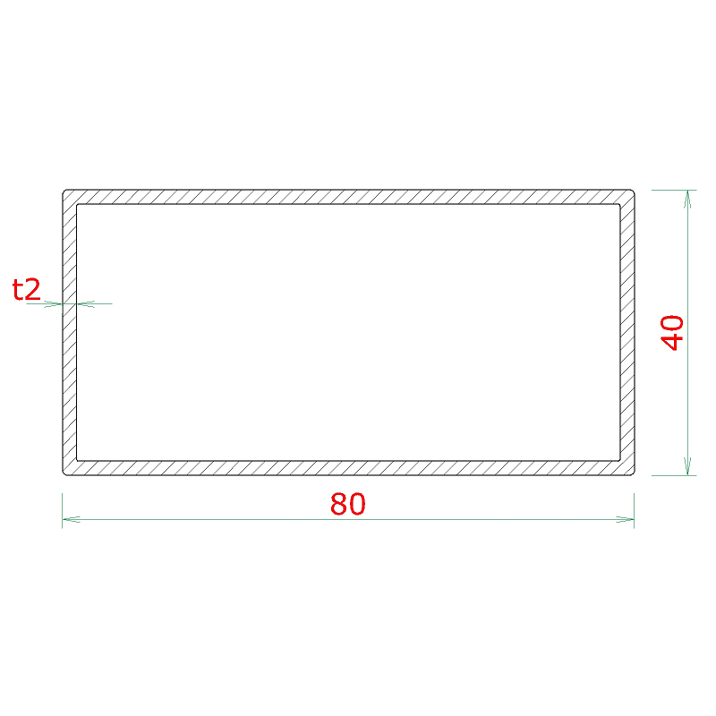 EB1JK80x40 profil uzatvorený 80x40x2mm, brúsená nerez K320 /AISI304