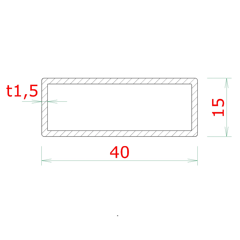 EB1JK40x15 profil uzatvorený 40x15x1.5mm, brúsená nerez K320 /AISI304