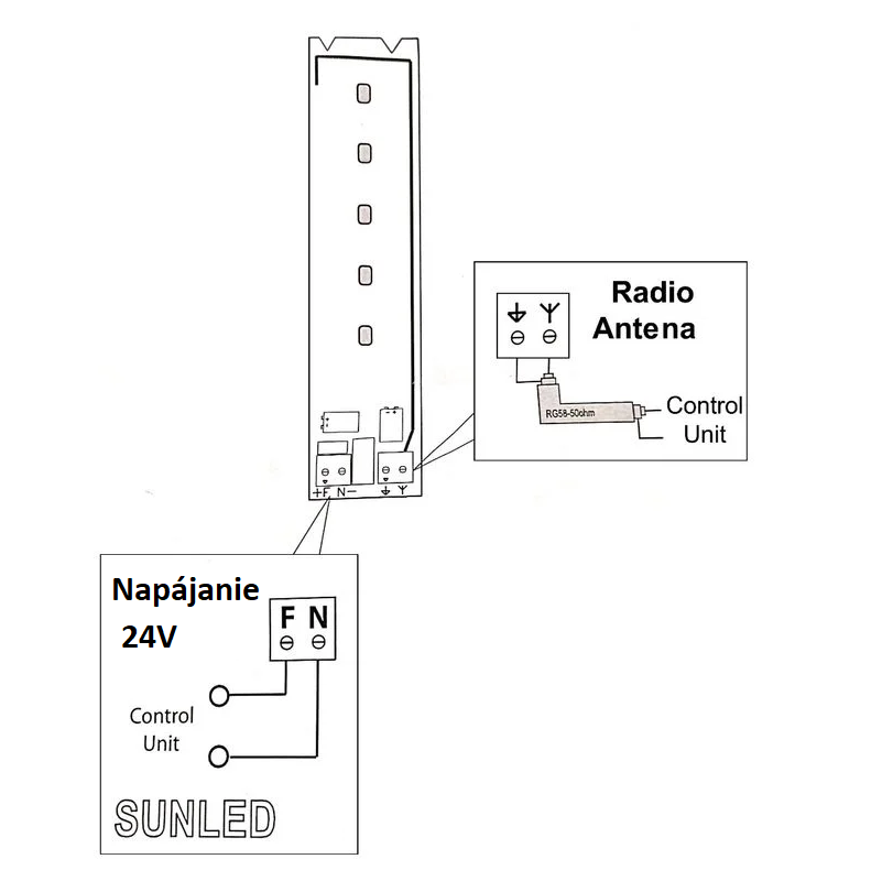 SUNLED 24V maják, držiak, zabudovaná anténa