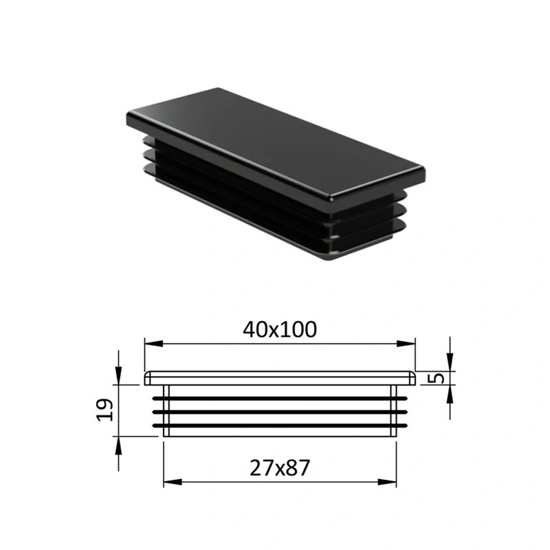 ZP40x100GRAY Obdĺžnikové, materiál polyetylén,  Šedá