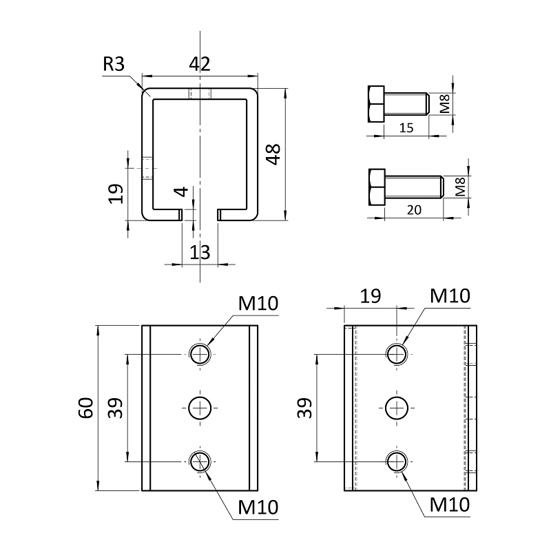 C330P - Spojka pre profil C920P závesného systému KVN gate systems