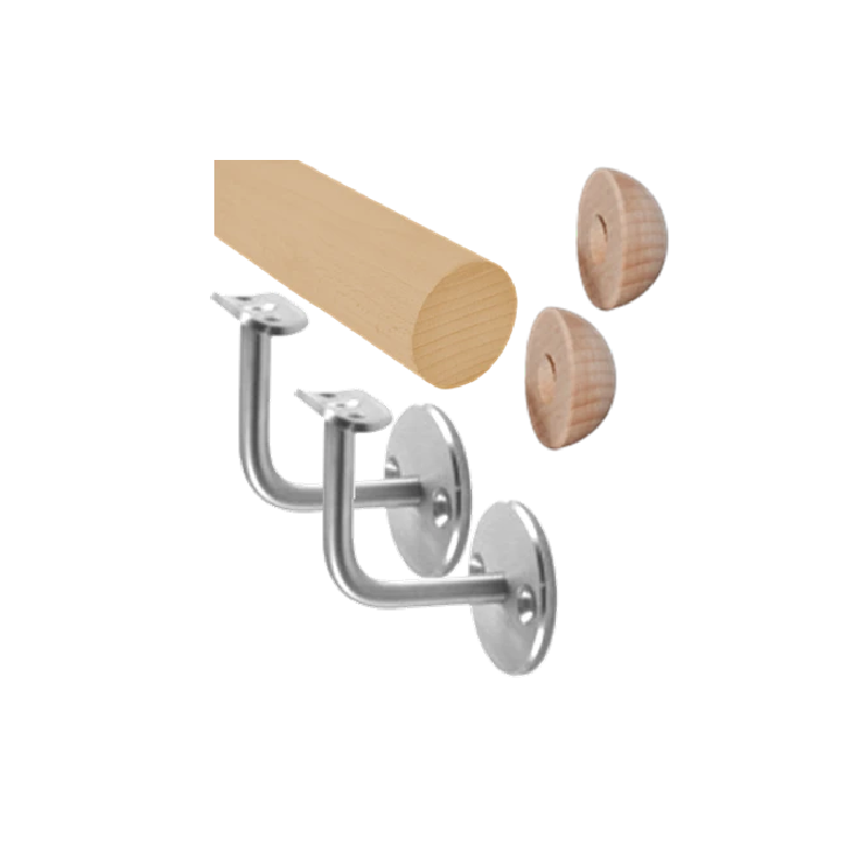 EDB-M150-DL- madlo drevené, materiál: buk, brúsený povrch s náterom BORI (bezfarebný), madlo s dreveným ukončením, 1500 mm