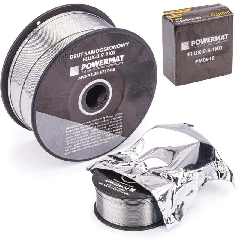 E71T-GS drôt zvárací FLUX - 0.8mm, Metóda: MIG (Flux / FCAW) , Priemer cievky: 100 mm , Vnútorný priemer: 17 mm, 1kg, 