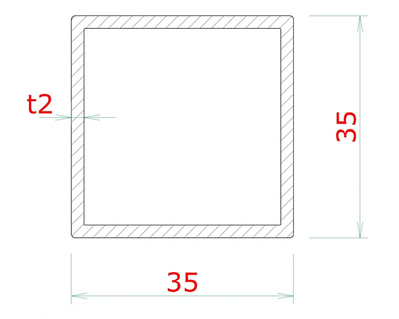 EB1-JK35 Profil uzatvorený 35x35x2mm, brúsená nerez K320 /AISI304, cena za KUS - 4m