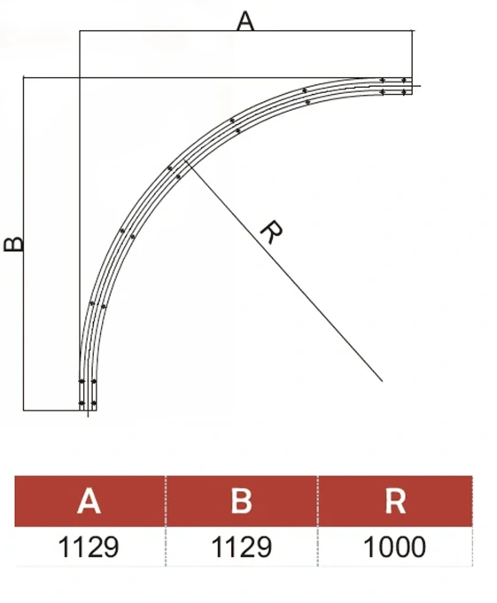C902/20-90-1 Vodiaci profil pre brány, U ø20mm profil, polomer 1m, zakrivenie 90 stupňov, 2 kusy v balení